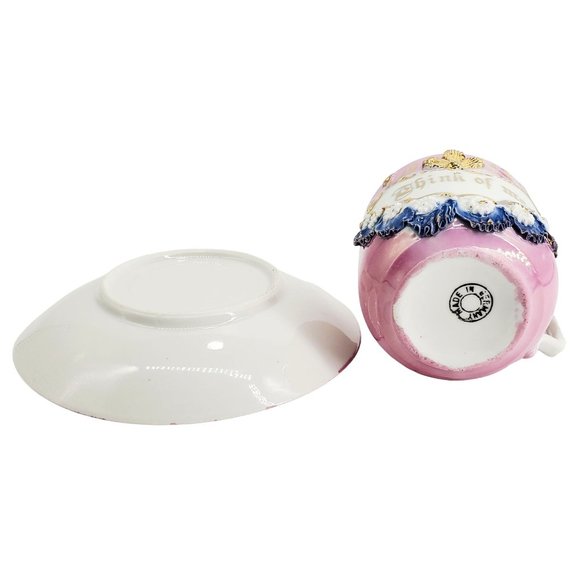 Antique Think of Me Victorian Cup & Saucer Set 1880s Victorian Germany Motto - Picture 6 of 8